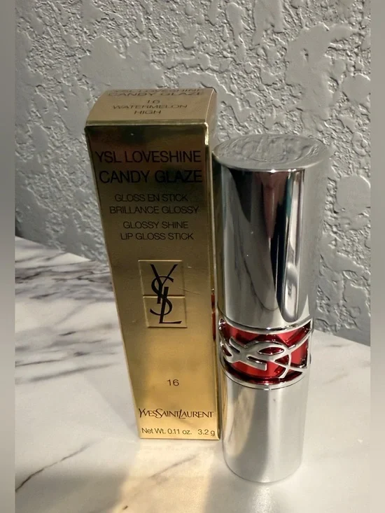YSL Loveshine Candy Glaze Lip Gloss Stick 16 Watermelon High NIB Full Size - Picture 3 of 10